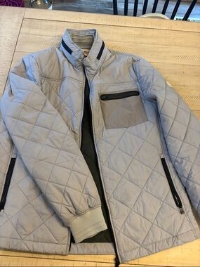 Scotch & Soda Light Gray Quilted Men's Jacket with Stand Collar